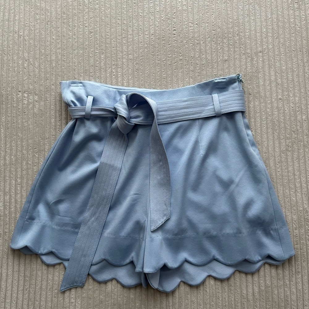 HYFVE blue silk scalloped tie shorts - never worn